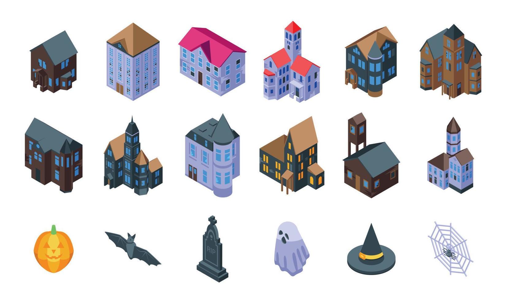 Creepy house icon, isometric style vector