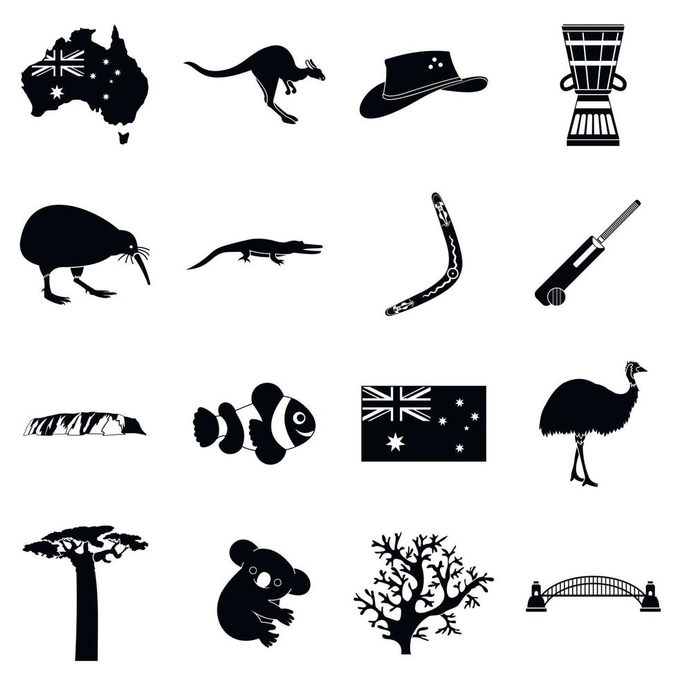 iconos de australia simples vector