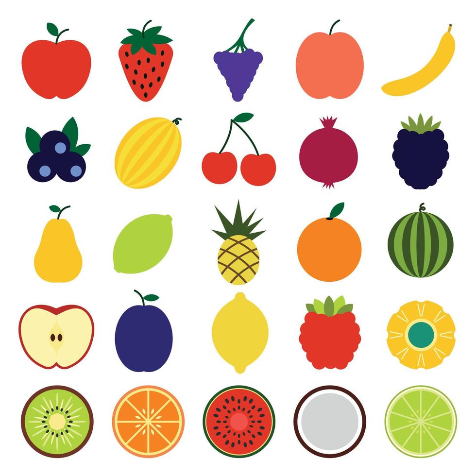Fruits flat icons vector