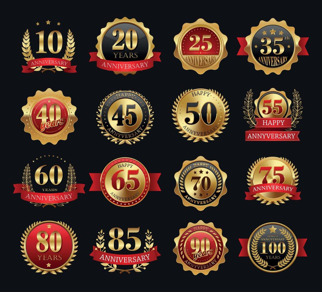 Anniversary golden signs set vector