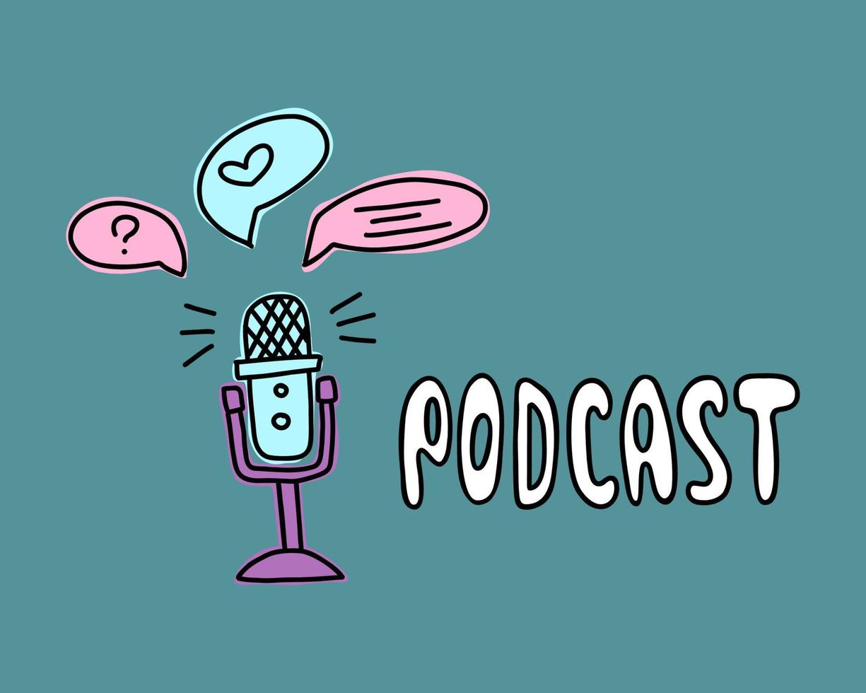 podcast de letras con micrófono vector