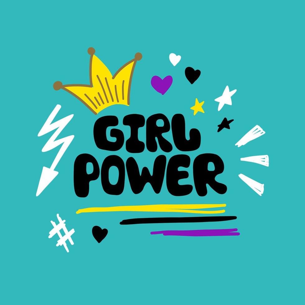 Fashionable lettering girl power. Feminism and body positivity movement illustration vector