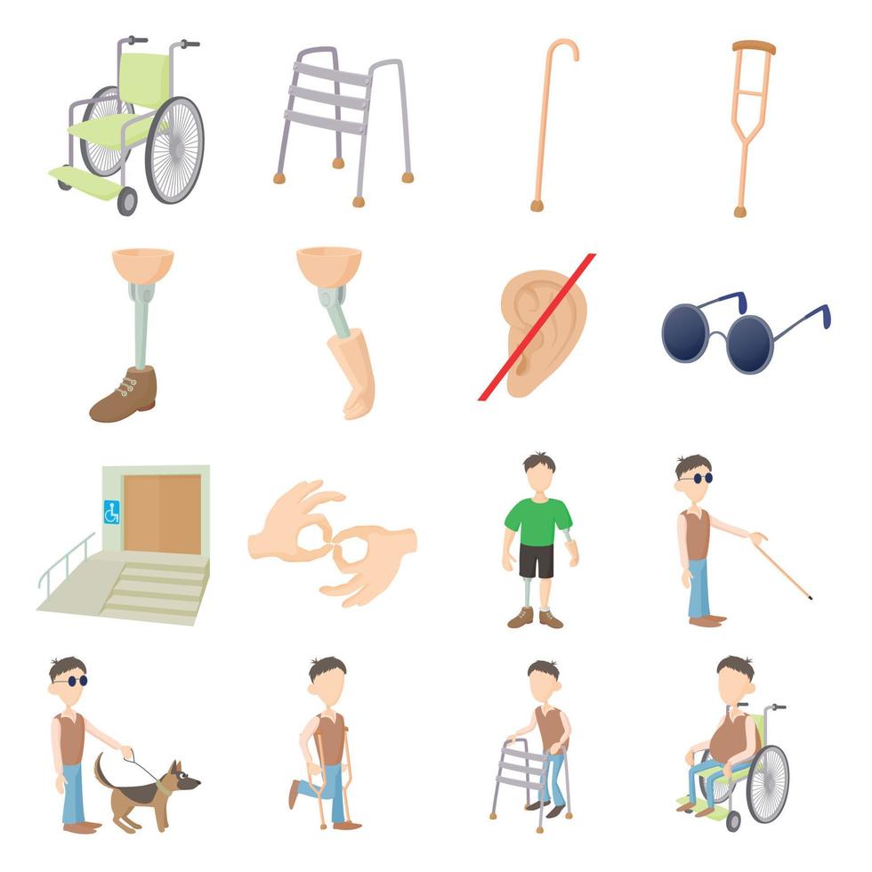 Disabled people care set vector