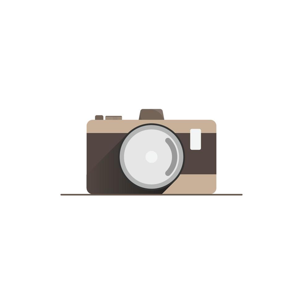 Brown camera flat icon , Vintage camera on a white background vector