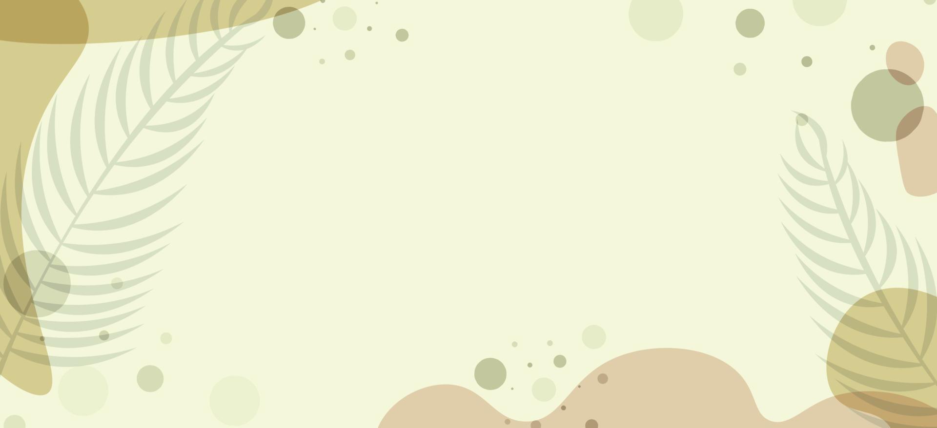 plantilla de banner largo de tono tierra mínimo abstracto. formas orgánicas florales y hojas de fondo vectorial con espacio de copia para texto. cobertura social. vector