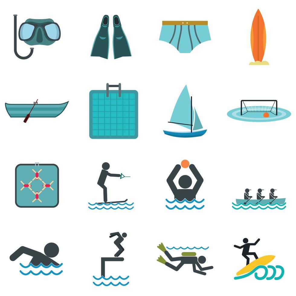 Water sport flat icons vector