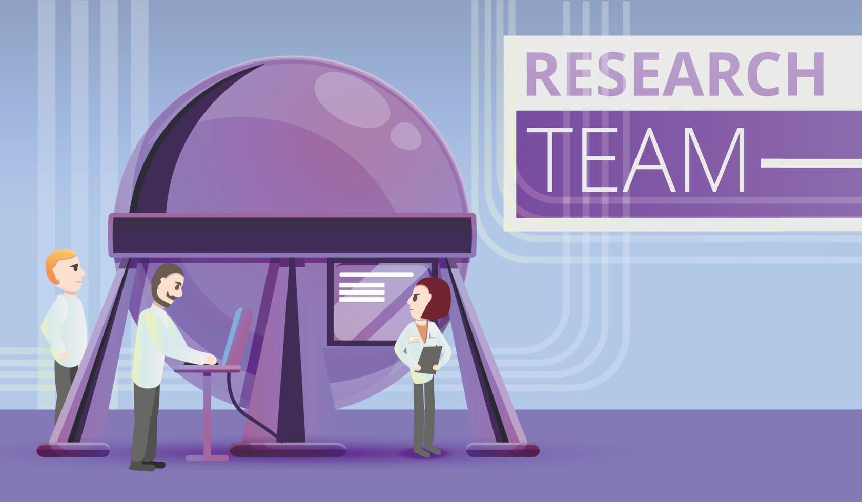 Research team concept background, cartoon style vector