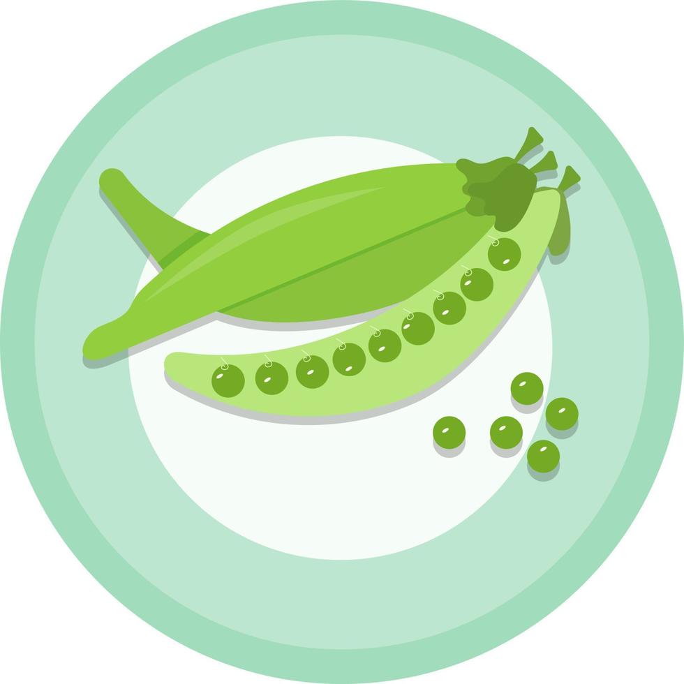 Green peas on a plate. Flat illustration. vector