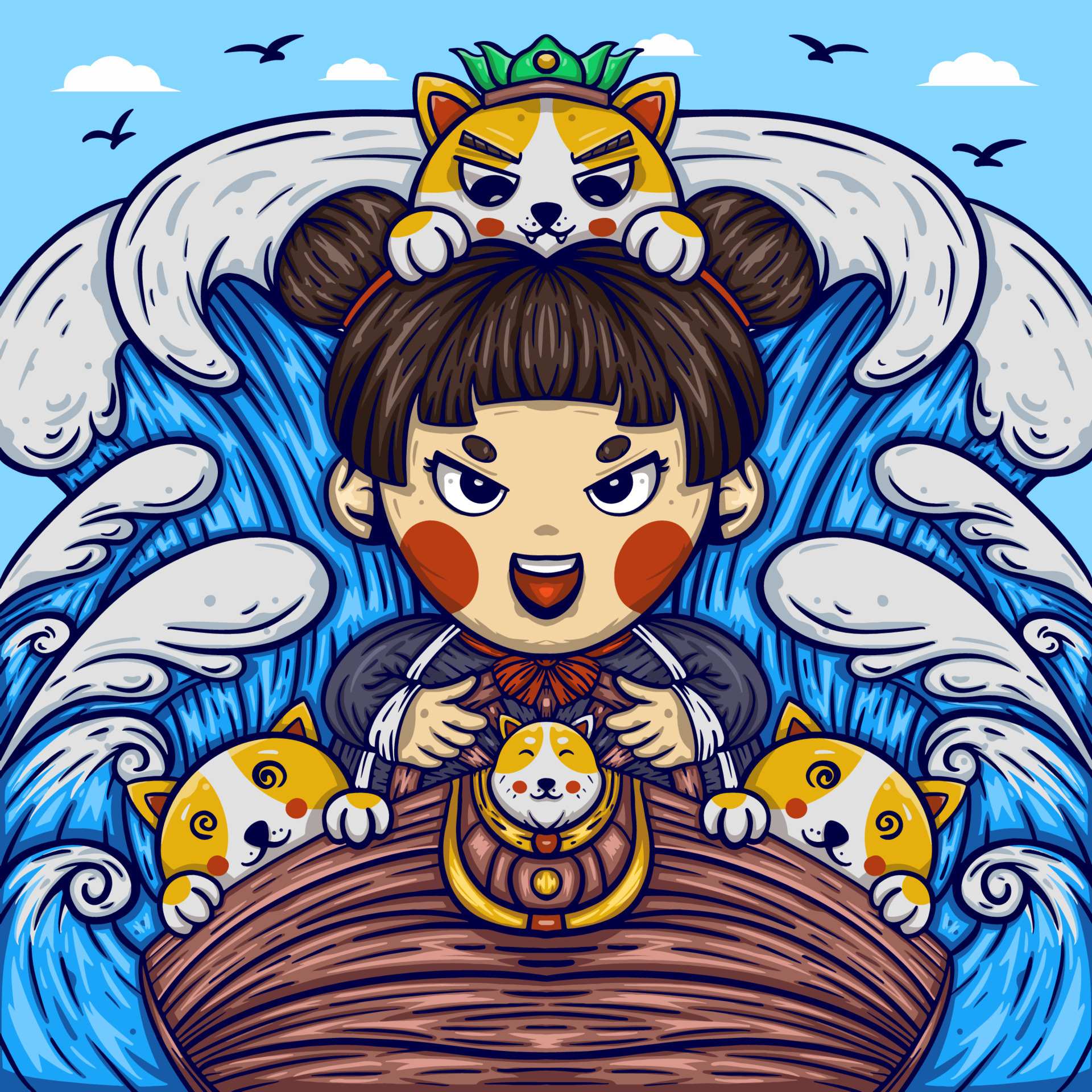 Cute Girl With Cat Japanese Art Illustration 8996934 Vector Art At Vecteezy Cute Girl With Cat Japanese Art Illustration 8996934 Vector Art At Vecteezy