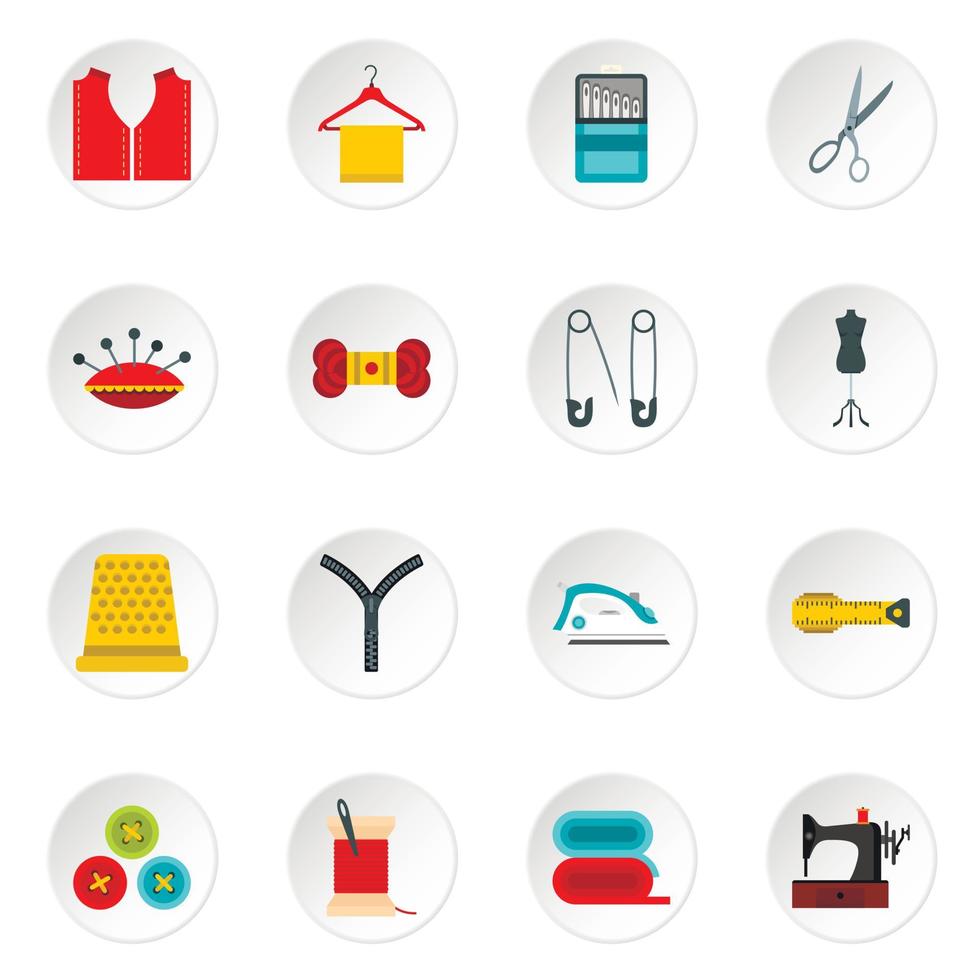 Sewing set flat icons vector