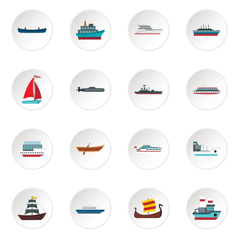 Sea transport set flat icons vector