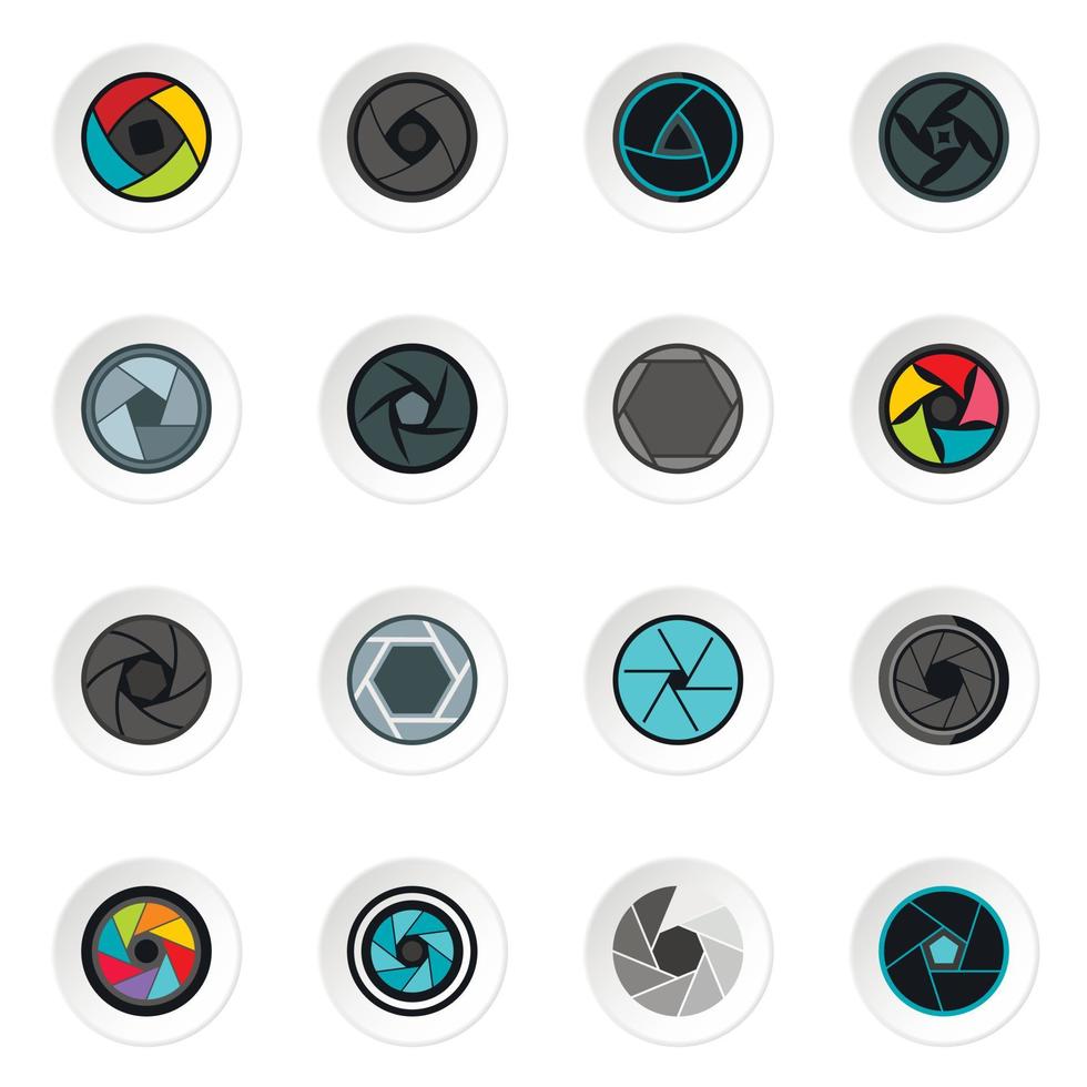 Photo diaphragm set flat icons vector