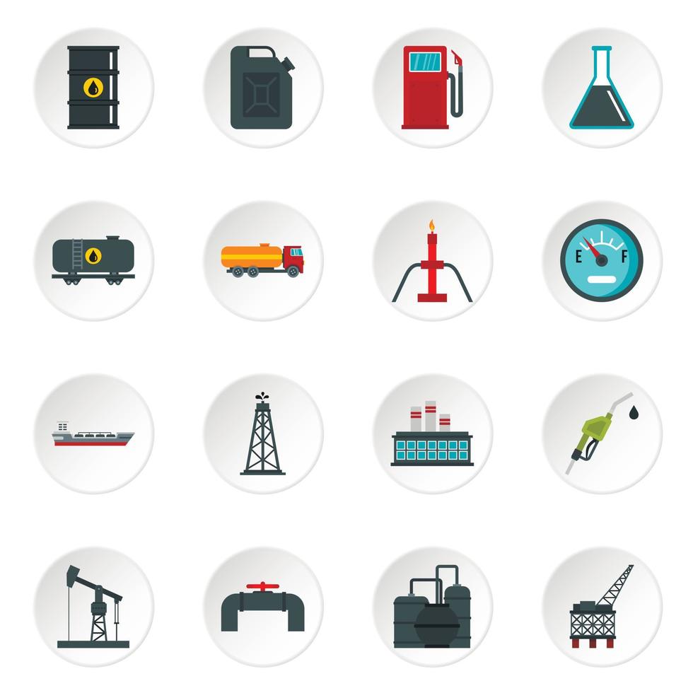 Oil industry items set flat icons vector