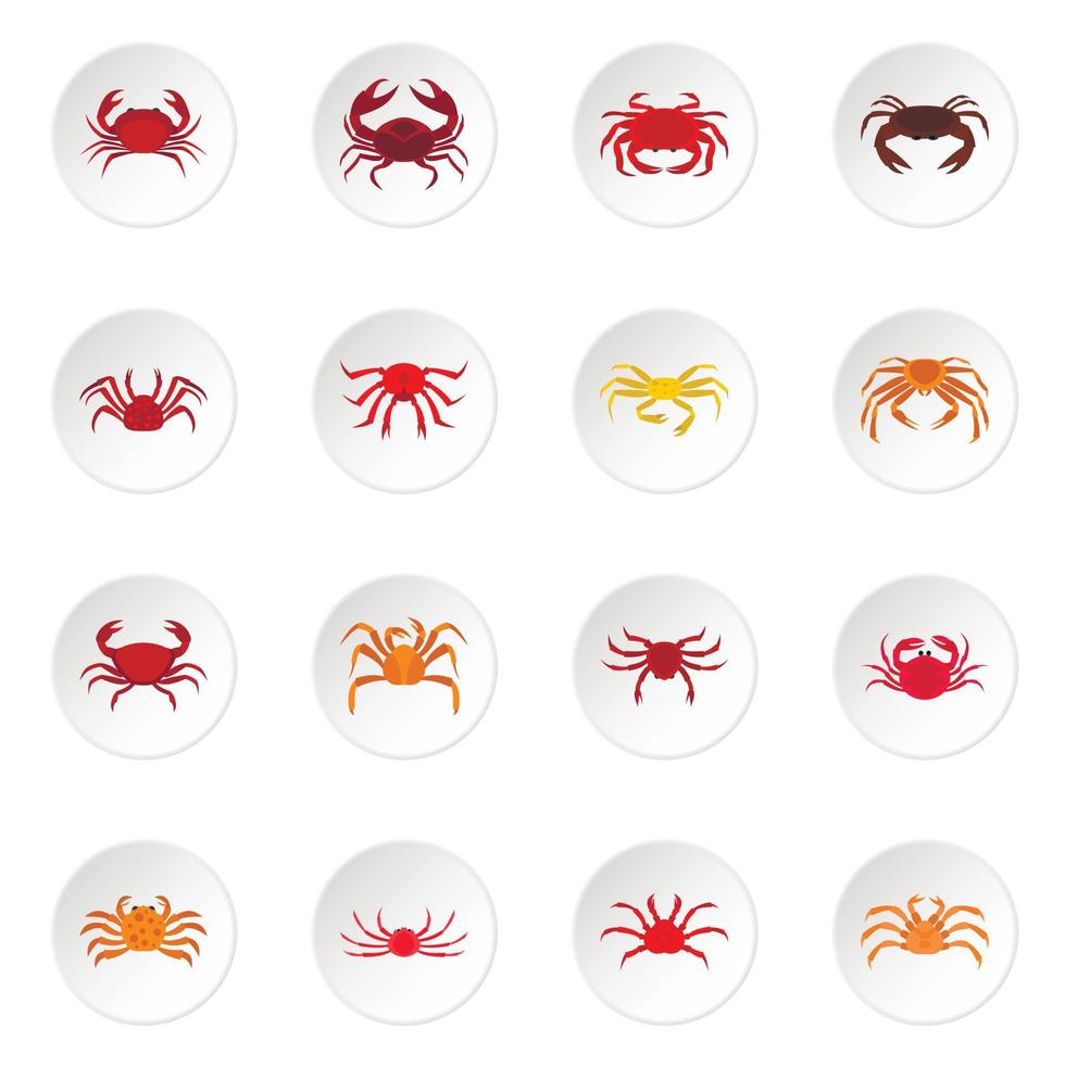 Various crab icons set in flat style vector
