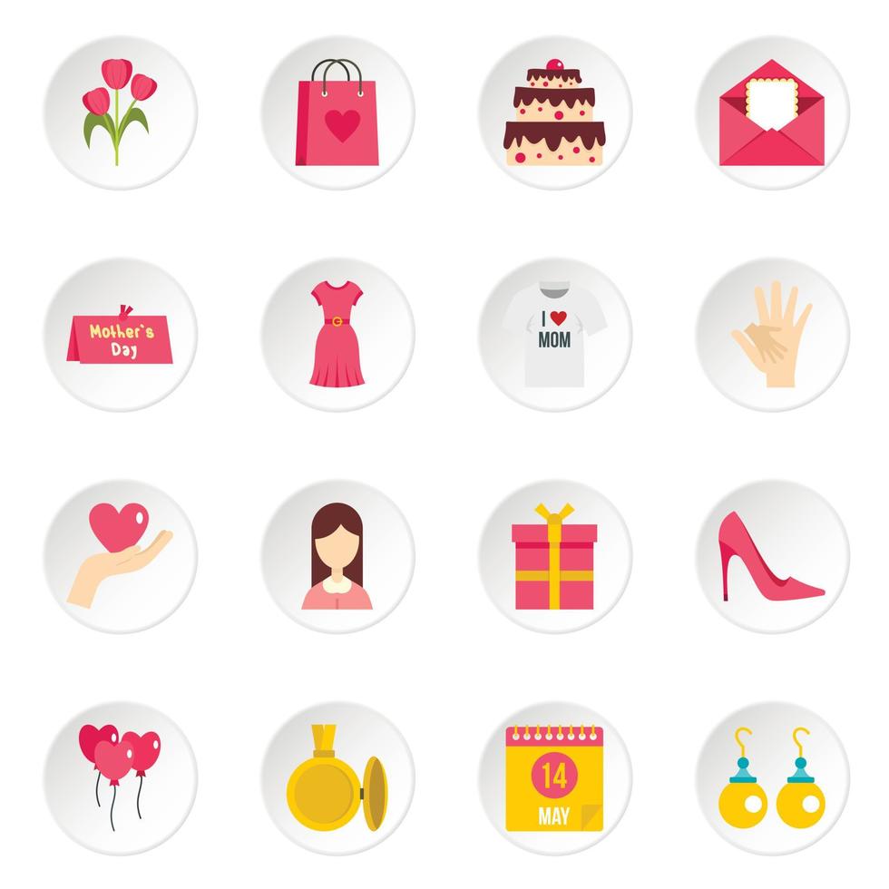 Mothers day icons set in flat style vector