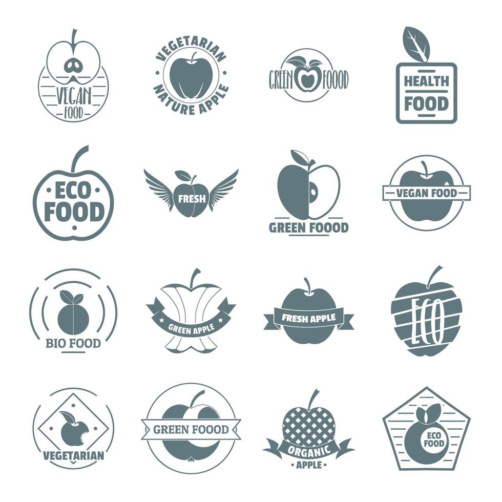 Apple logo icons set, simple style vector