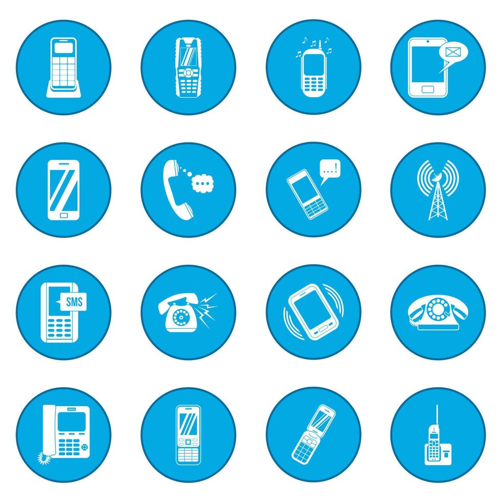 icono de teléfono azul vector