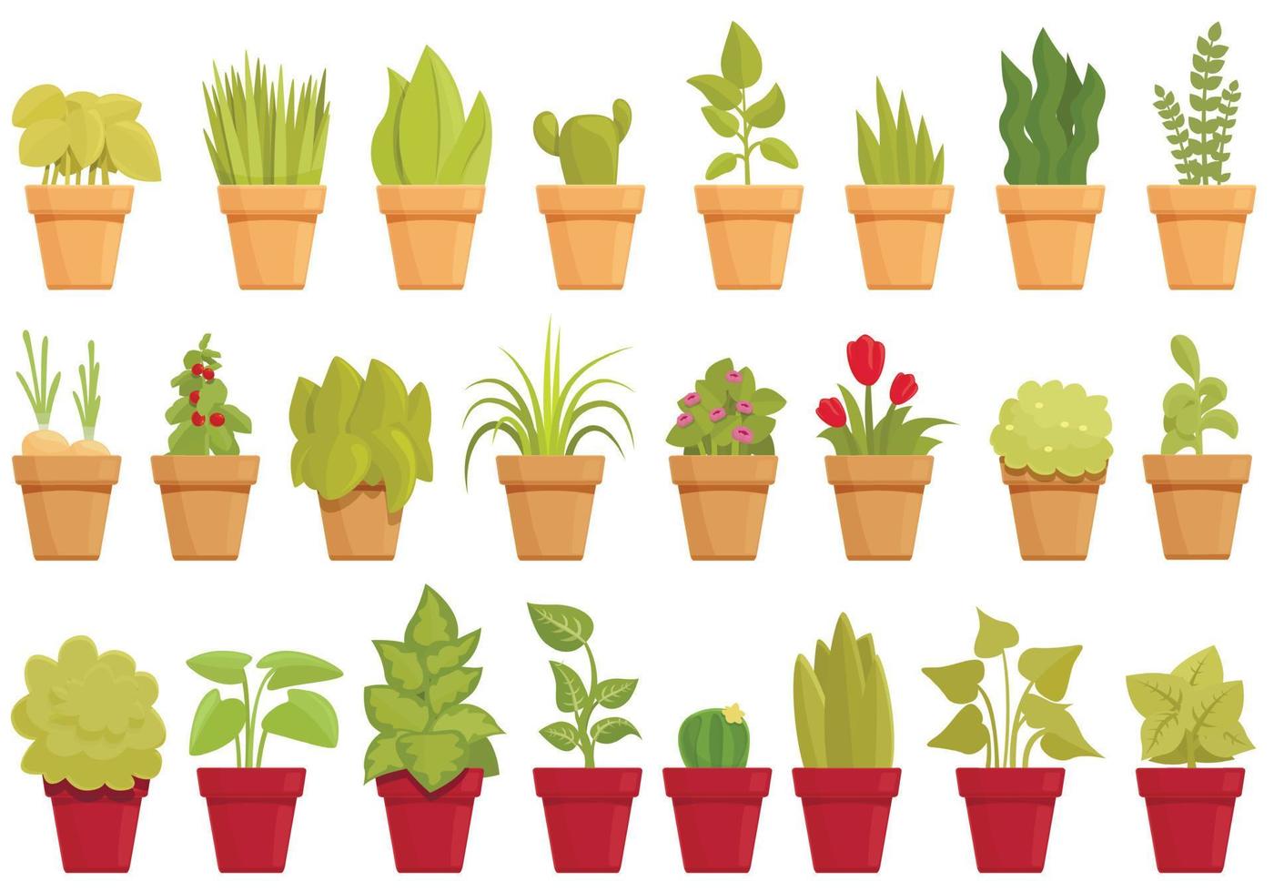 Garden on a windowsill icons set cartoon vector. Blossom apartment vector