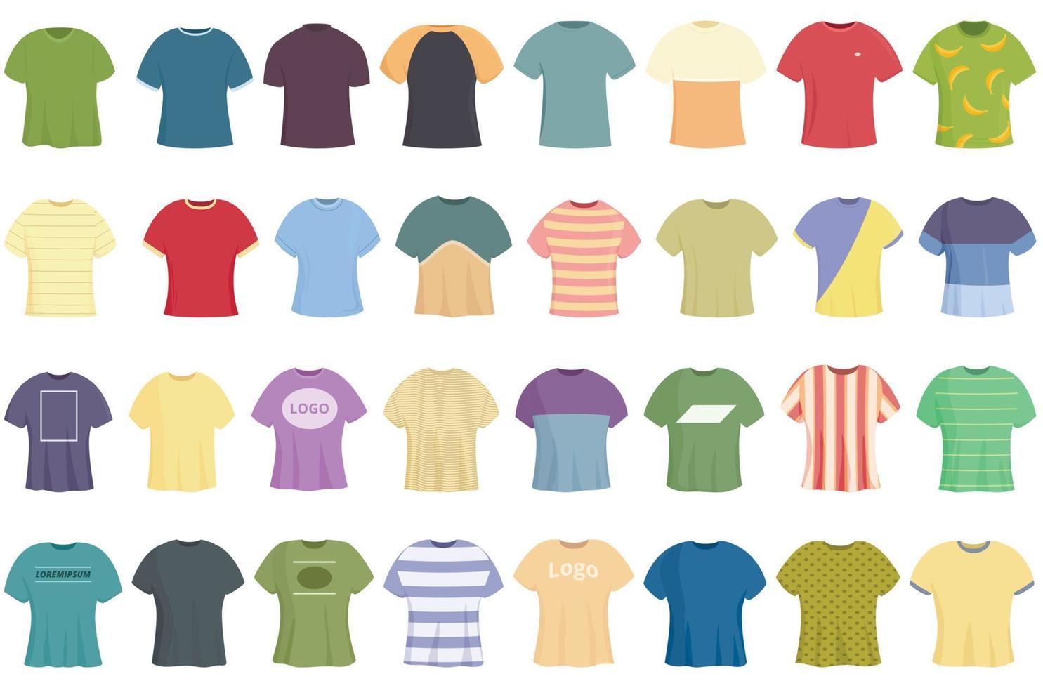 T-shirt icons set cartoon vector. Clothes template vector