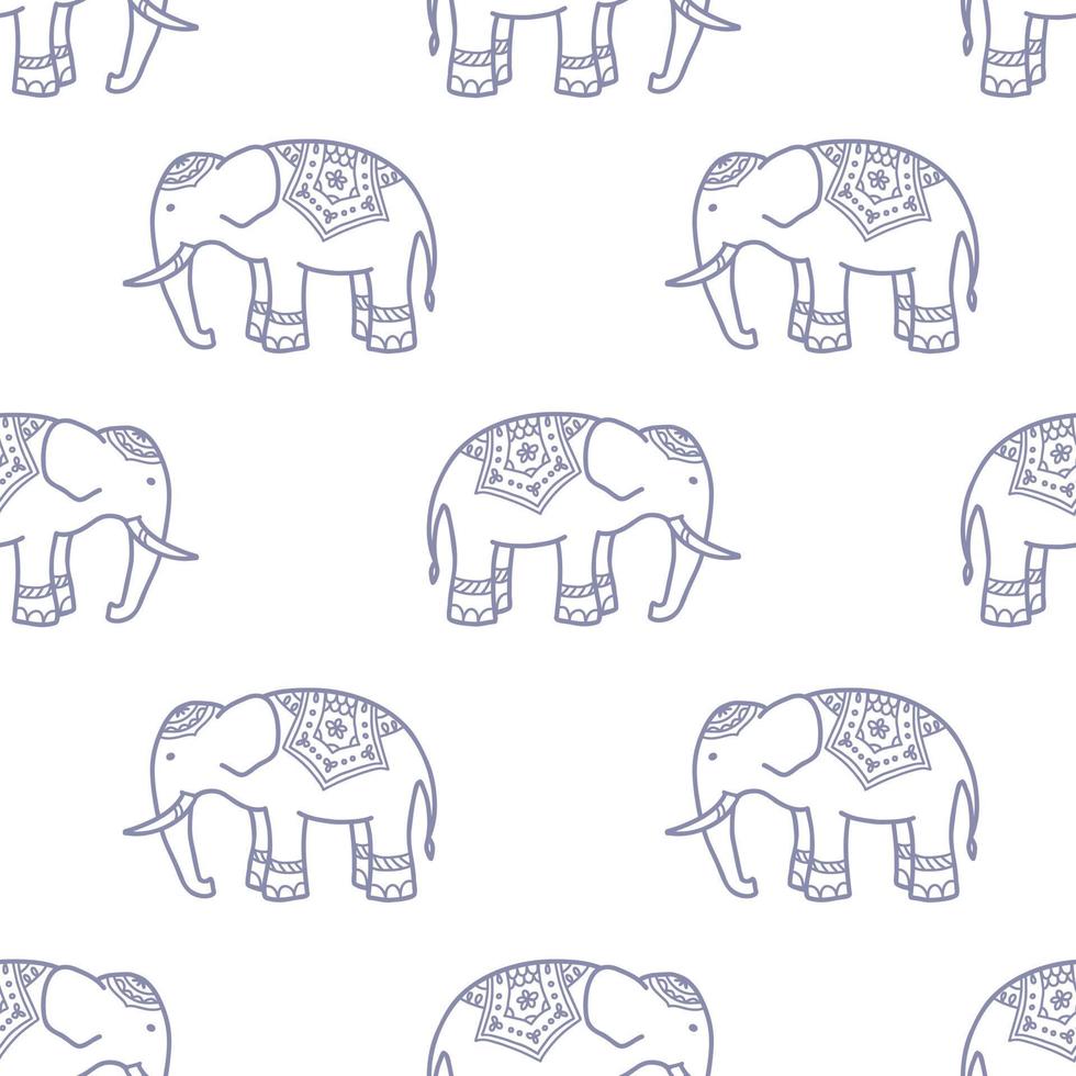 elefante dibujado a mano de patrones sin fisuras. fondo vectorial tribal. ilustración india étnica. lindo estampado para textiles, prendas de vestir, telas, cuarto de niños vector