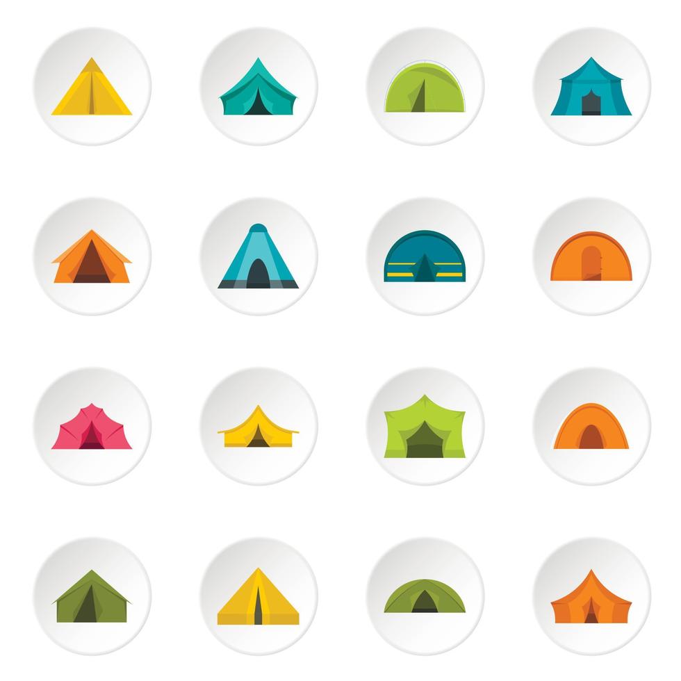 iconos de formas de carpa establecidos en estilo plano vector