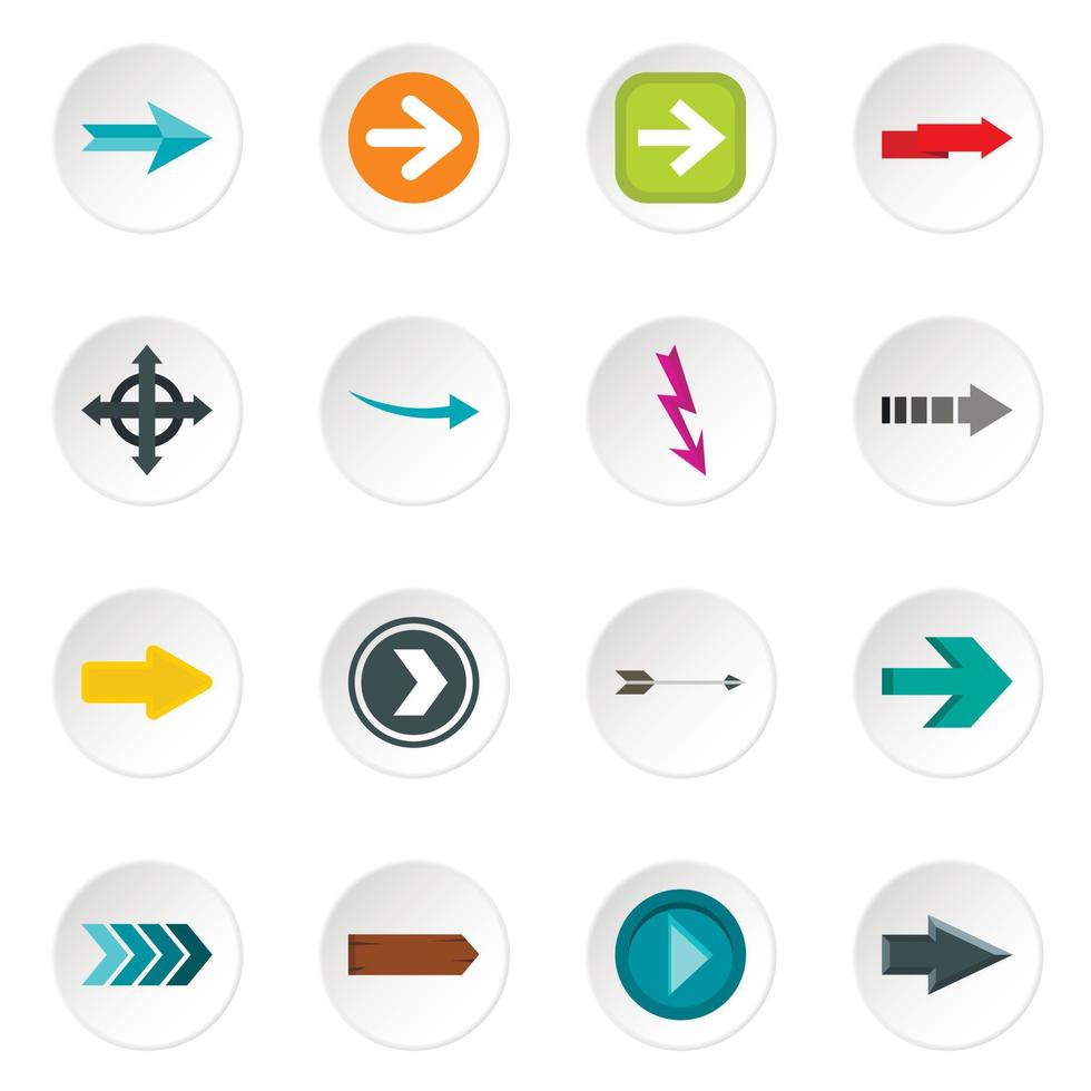 Arrow icons set, flat style vector