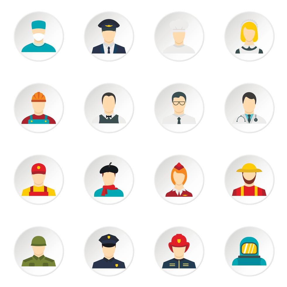 Professions icons set in flat style vector