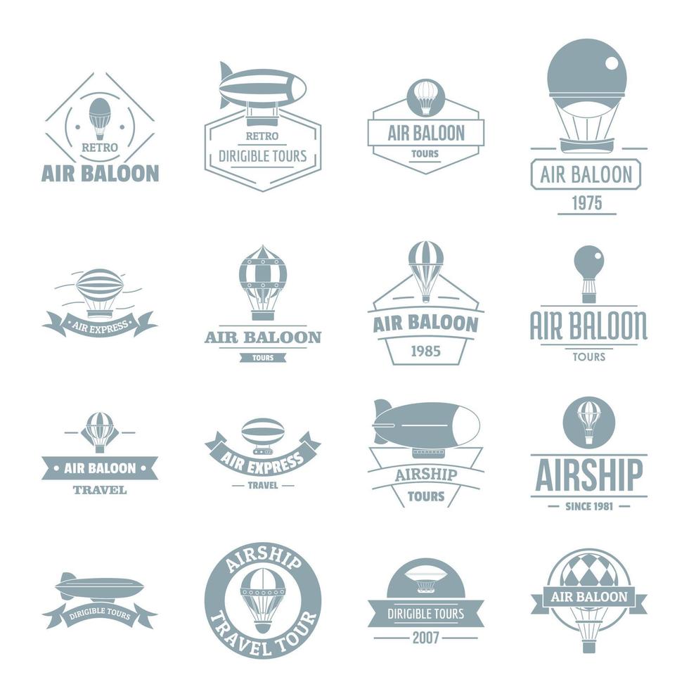 Air balloon icons set, simple style vector