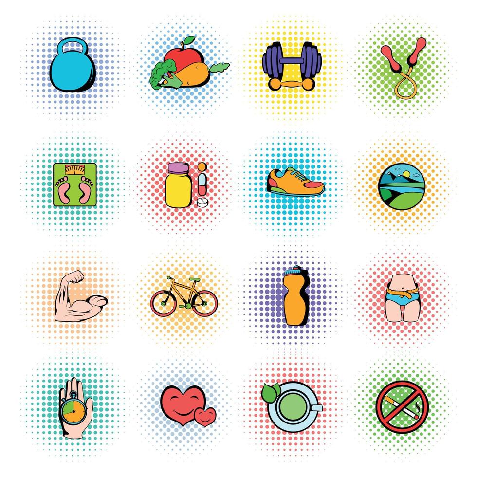 Healthy lifestyle icons set vector