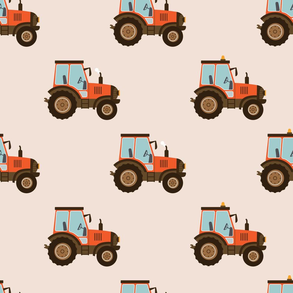 Seamless pattern with tractors vector