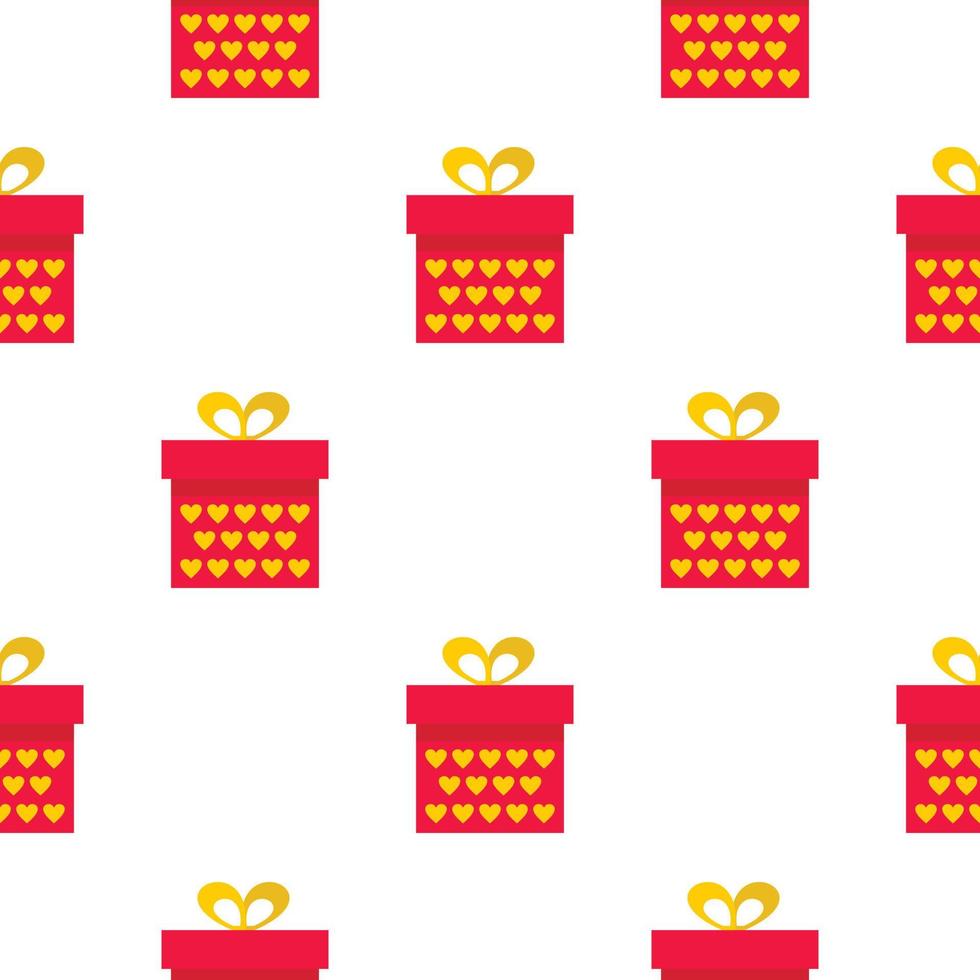 Pink gift box with yellow hearts pattern seamless vector