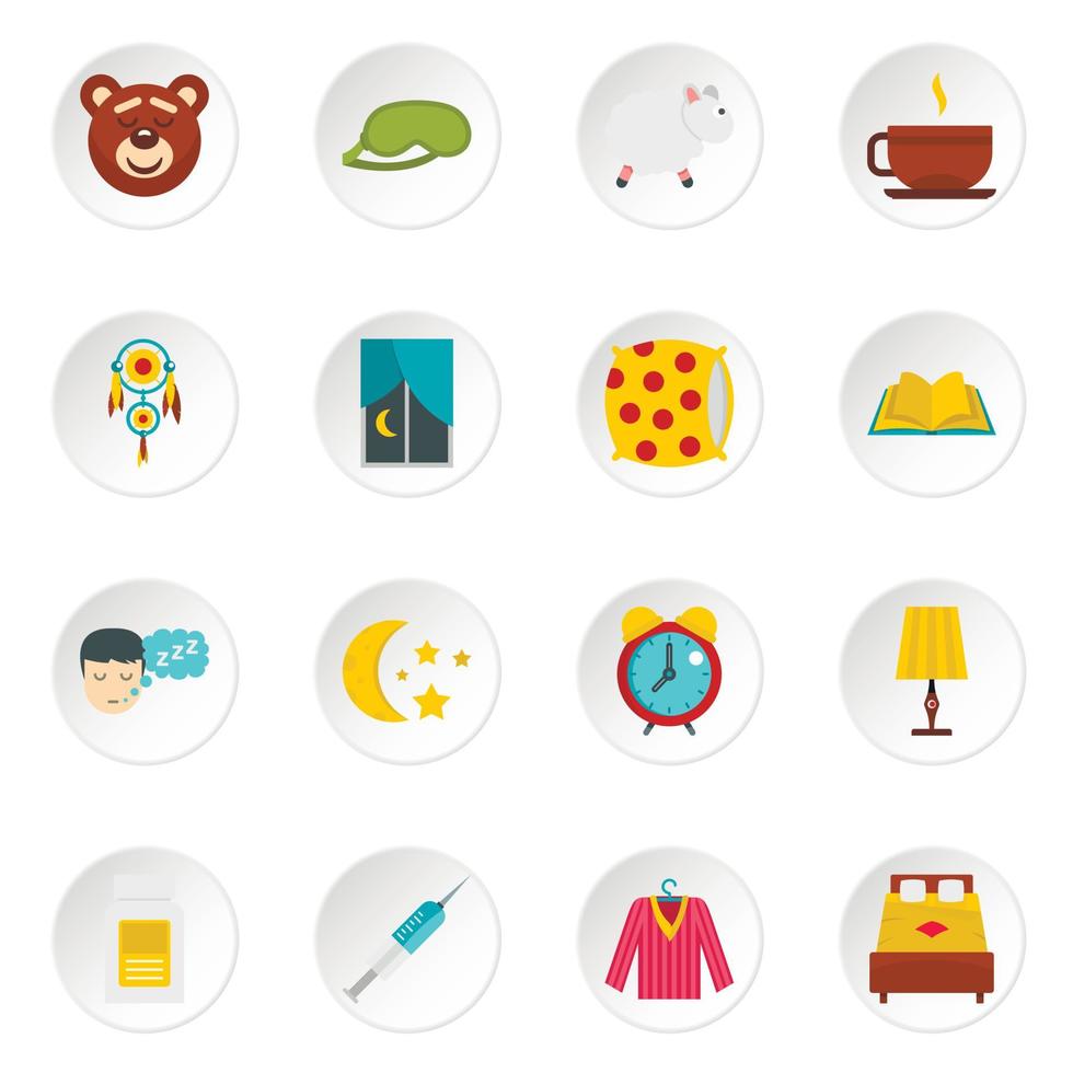 Sleep icons set in flat style vector