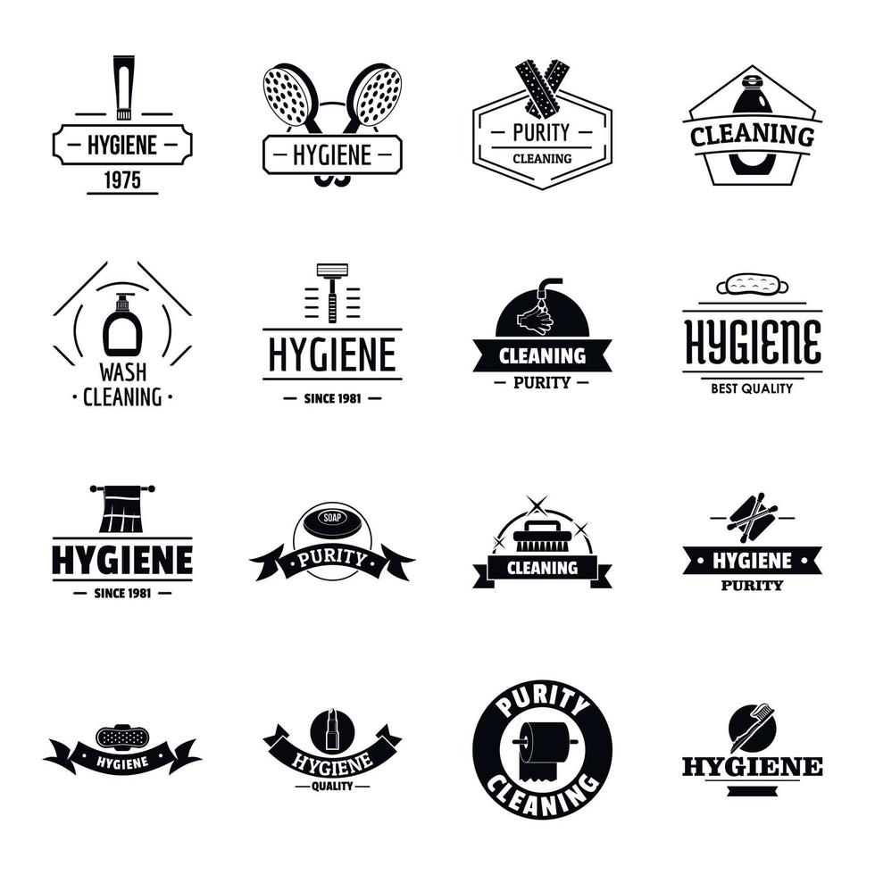 Hygiene logo icons set, simple style vector