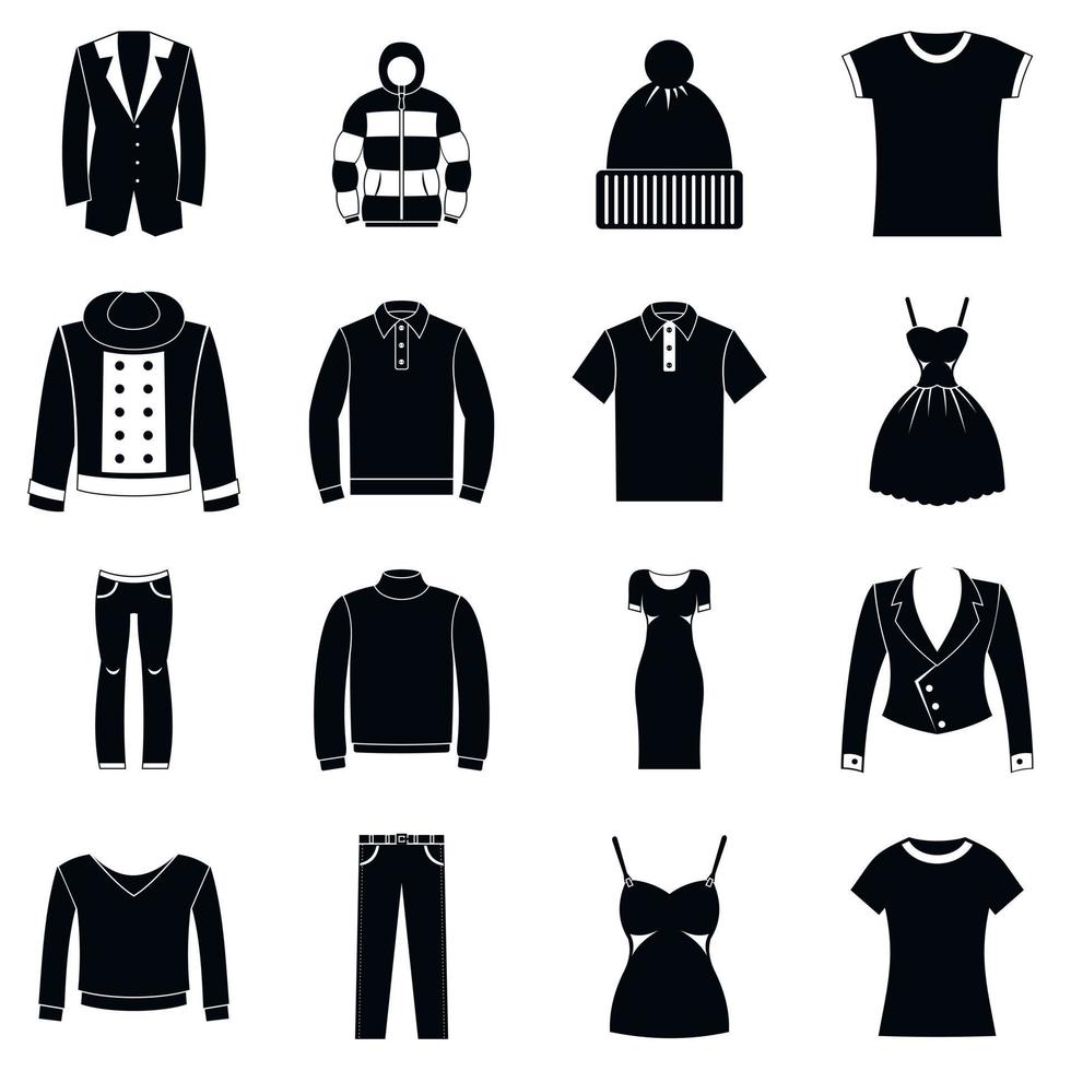 Clothes icons set, simple style vector