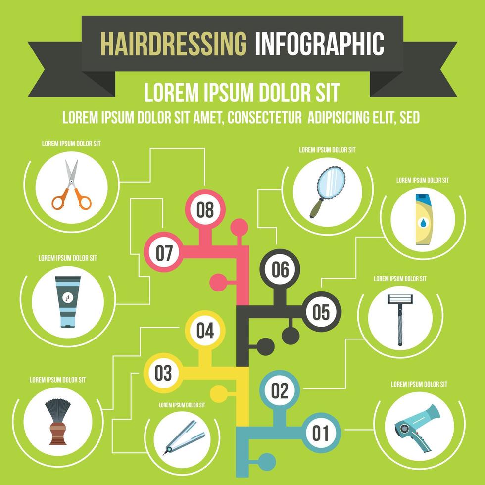 infografía de peluquería, estilo plano vector