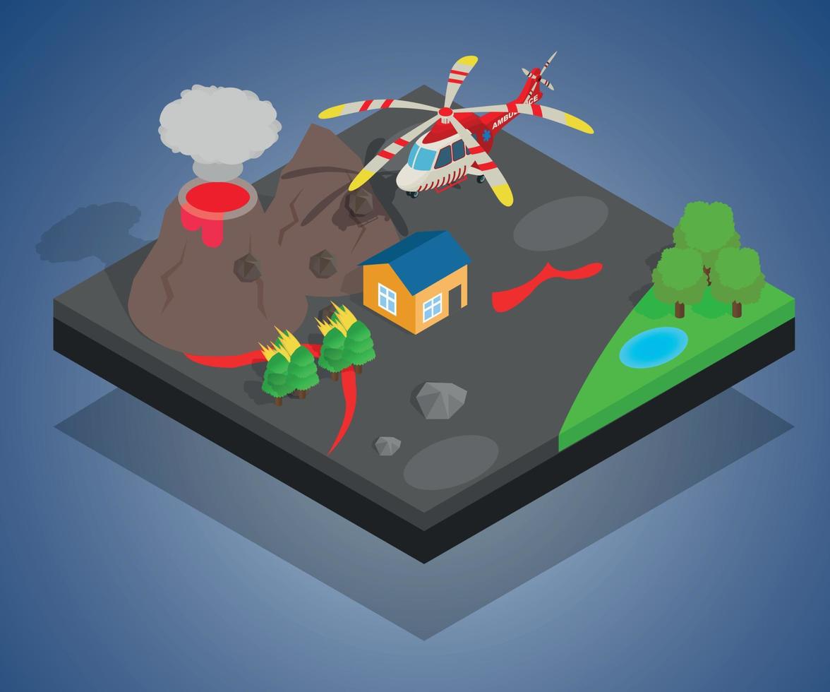 Catastrophe concept banner, isometric style vector