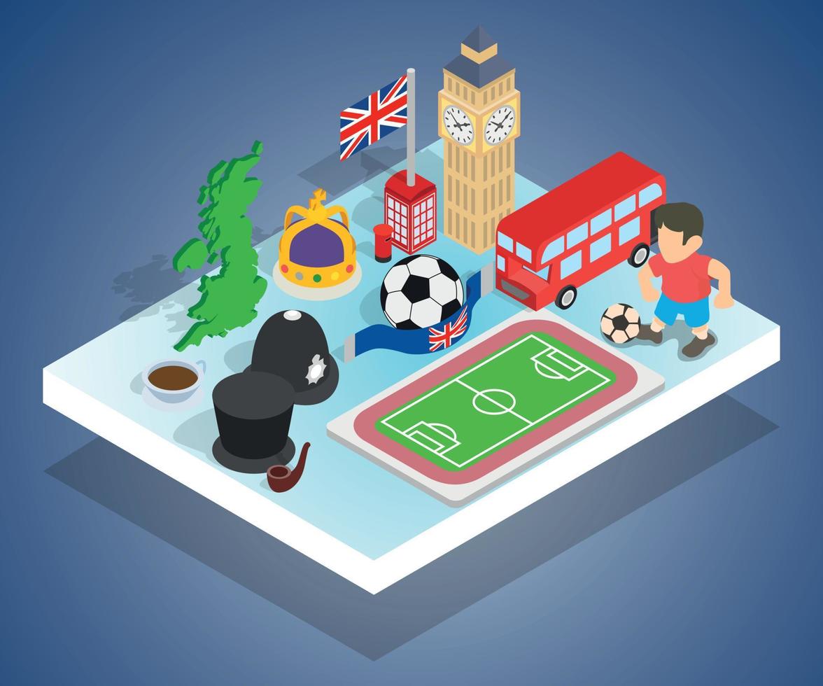 England concept banner, isometric style vector