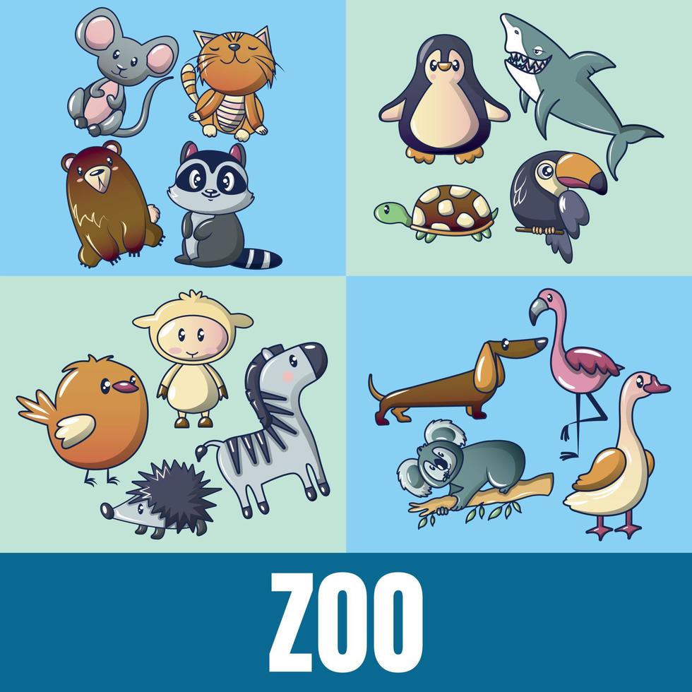 banner de concepto de zoológico, estilo de dibujos animados vector