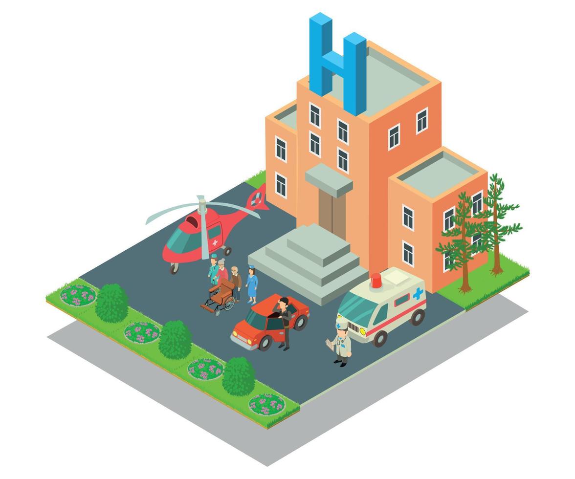 Clinical hospital concept banner, isometric style vector