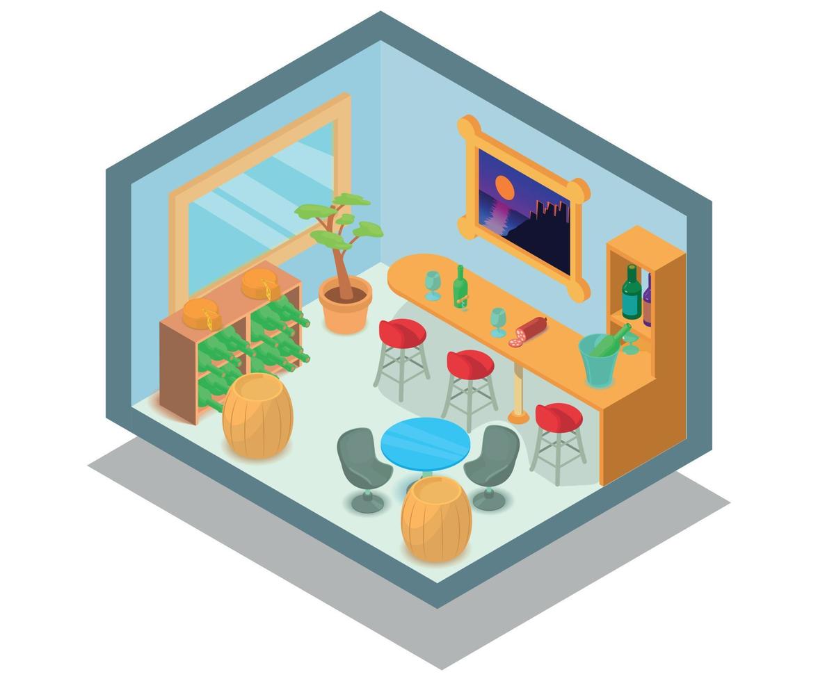Bar concept banner, isometric style vector