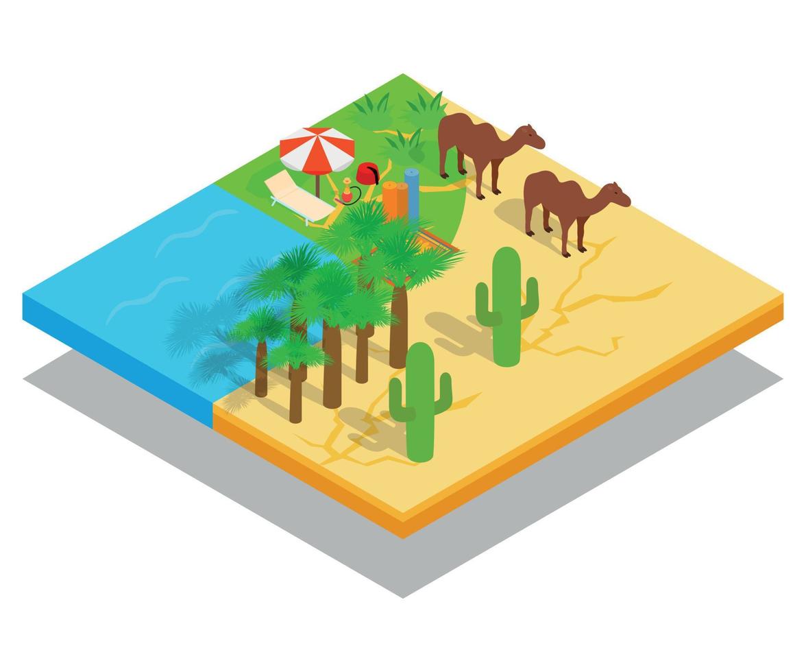 Oasis concept banner, isometric style vector