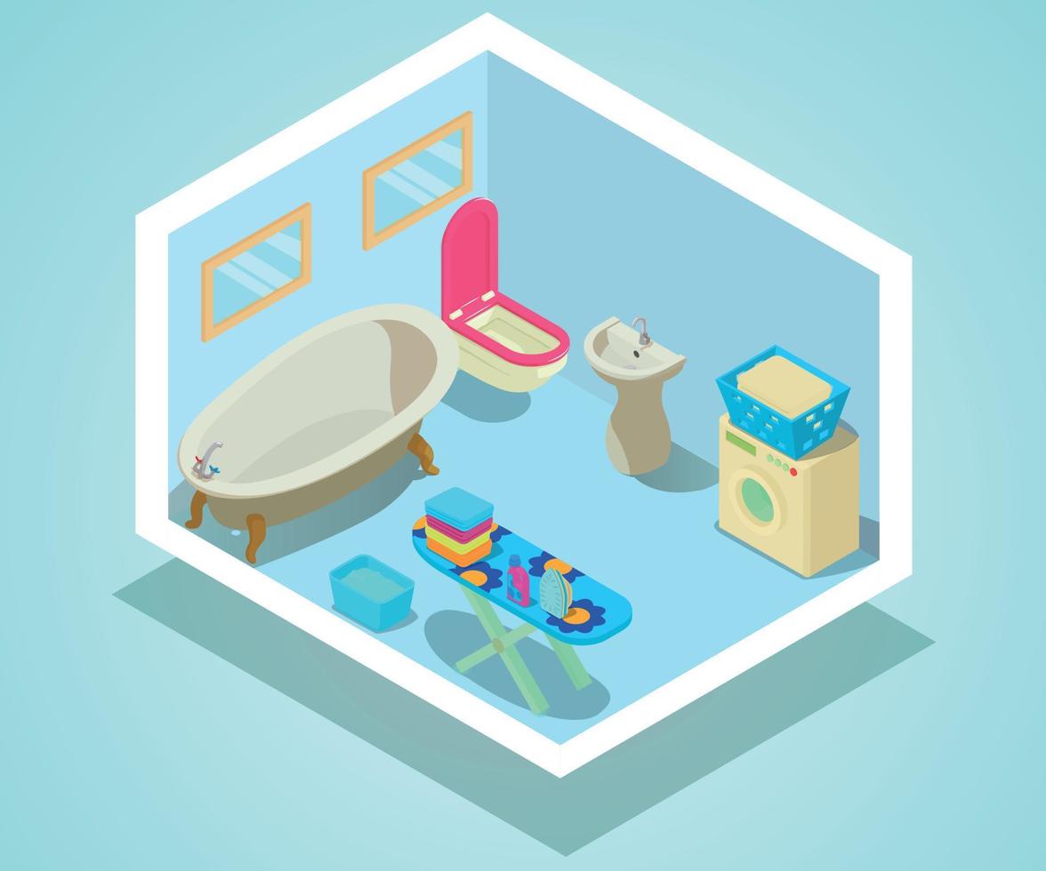 Bathroom concept banner, isometric style vector