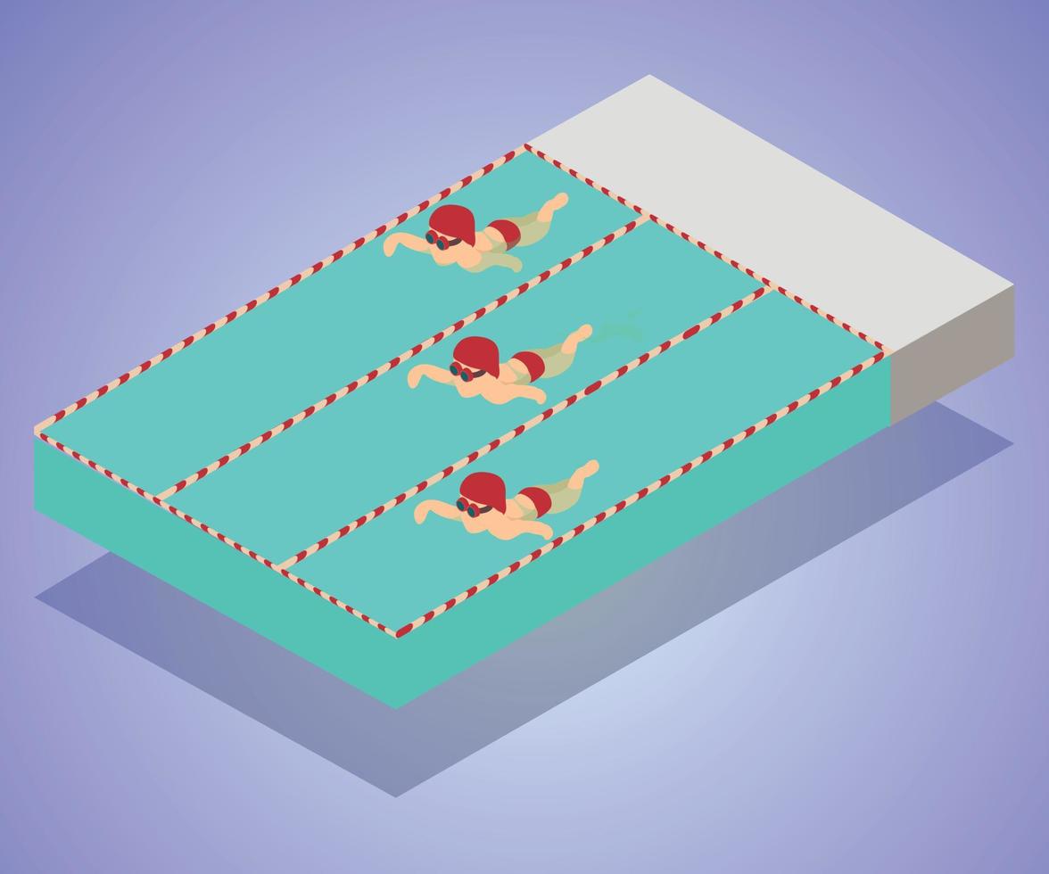 Pool concept banner, isometric style vector