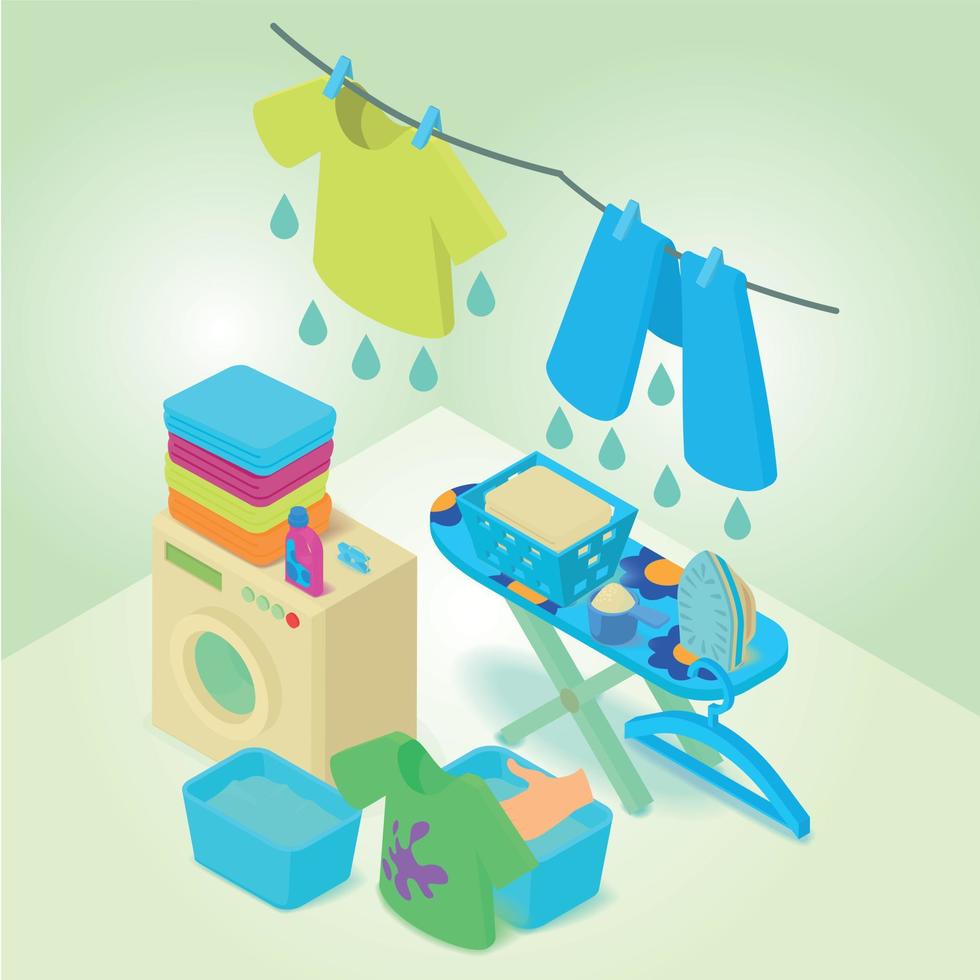 Washable concept banner, isometric style vector