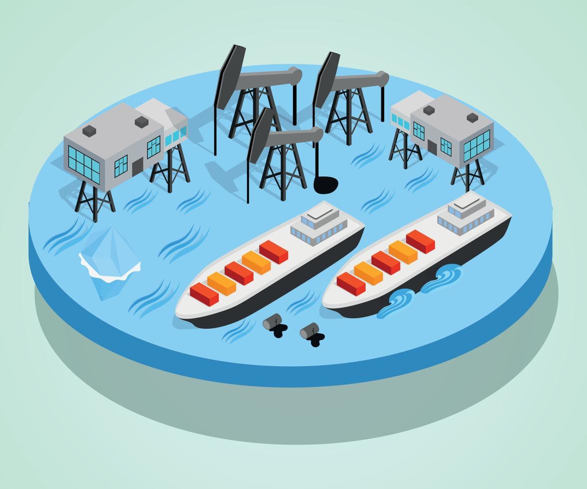 Petroleum concept banner, isometric style vector