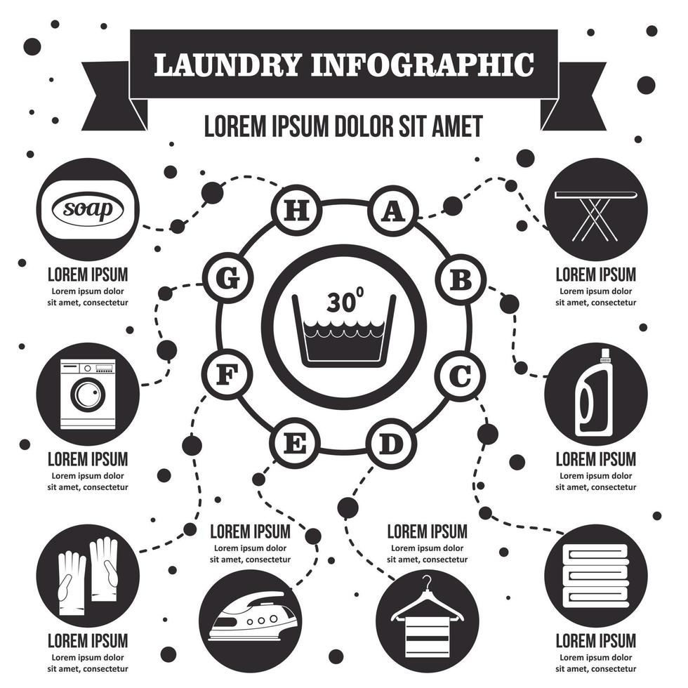 concepto infográfico de lavandería, estilo simple vector