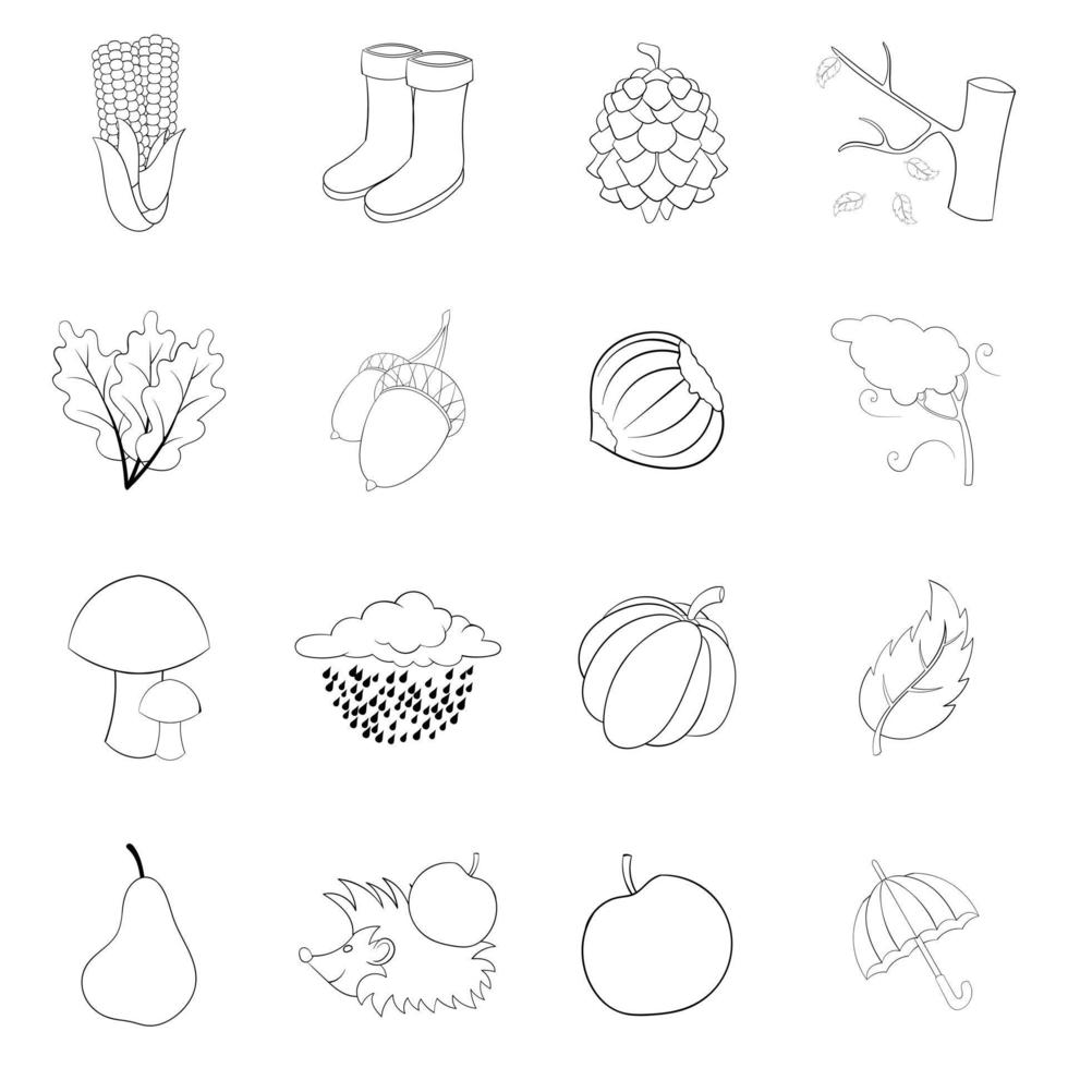 Autumn items icon set outline vector