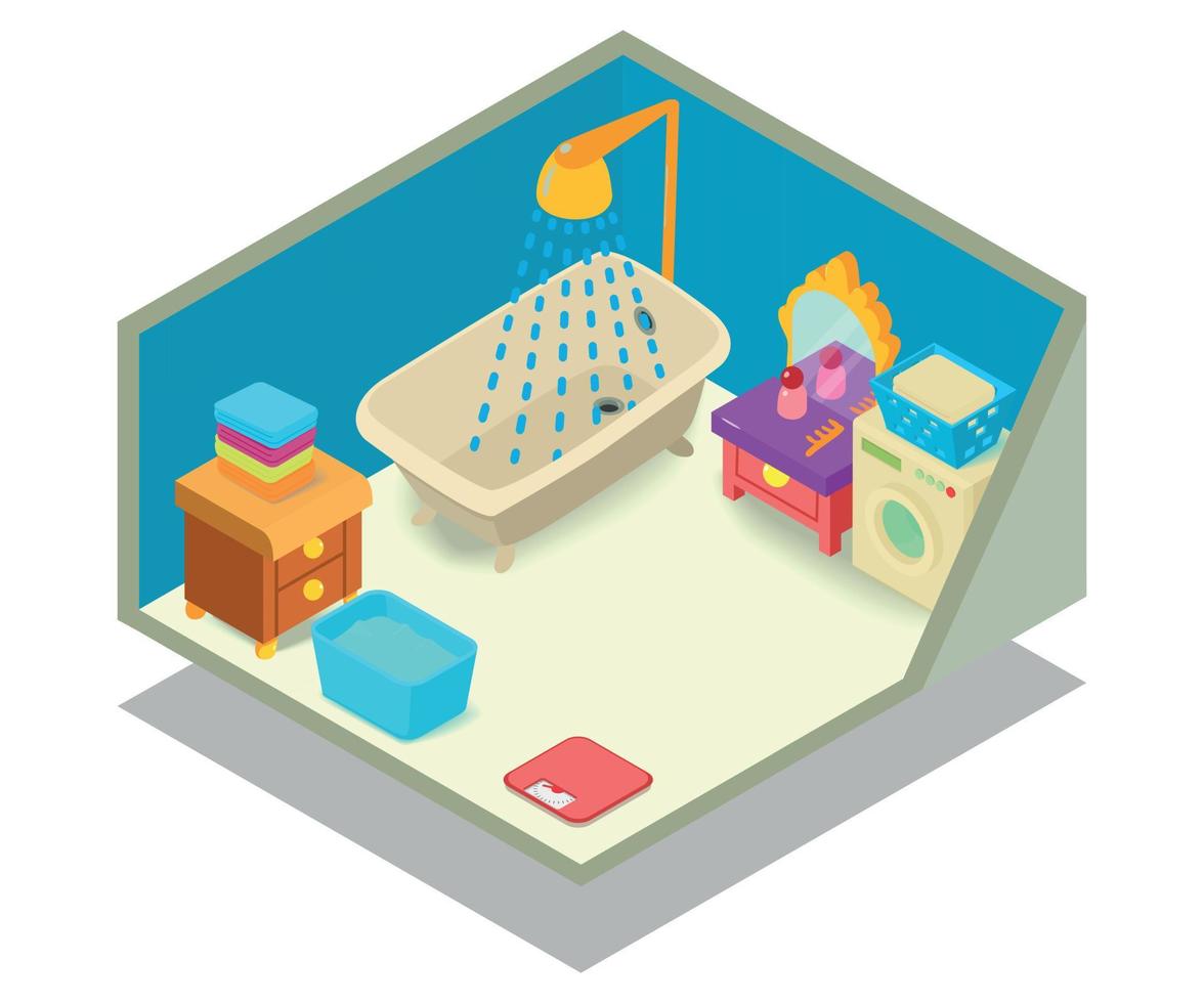 Bathtub concept banner, isometric style vector