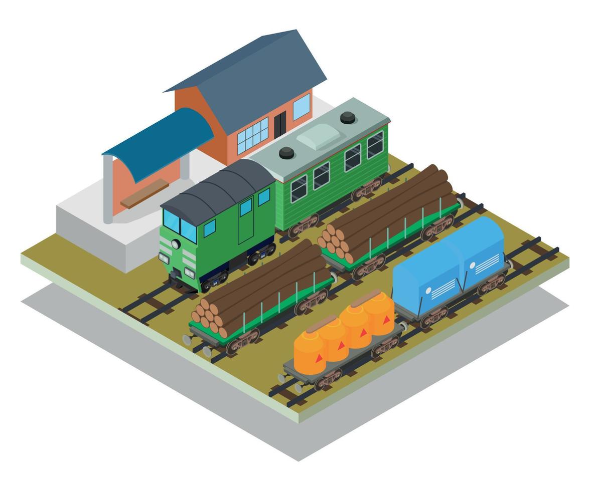 Train station concept banner, isometric style vector