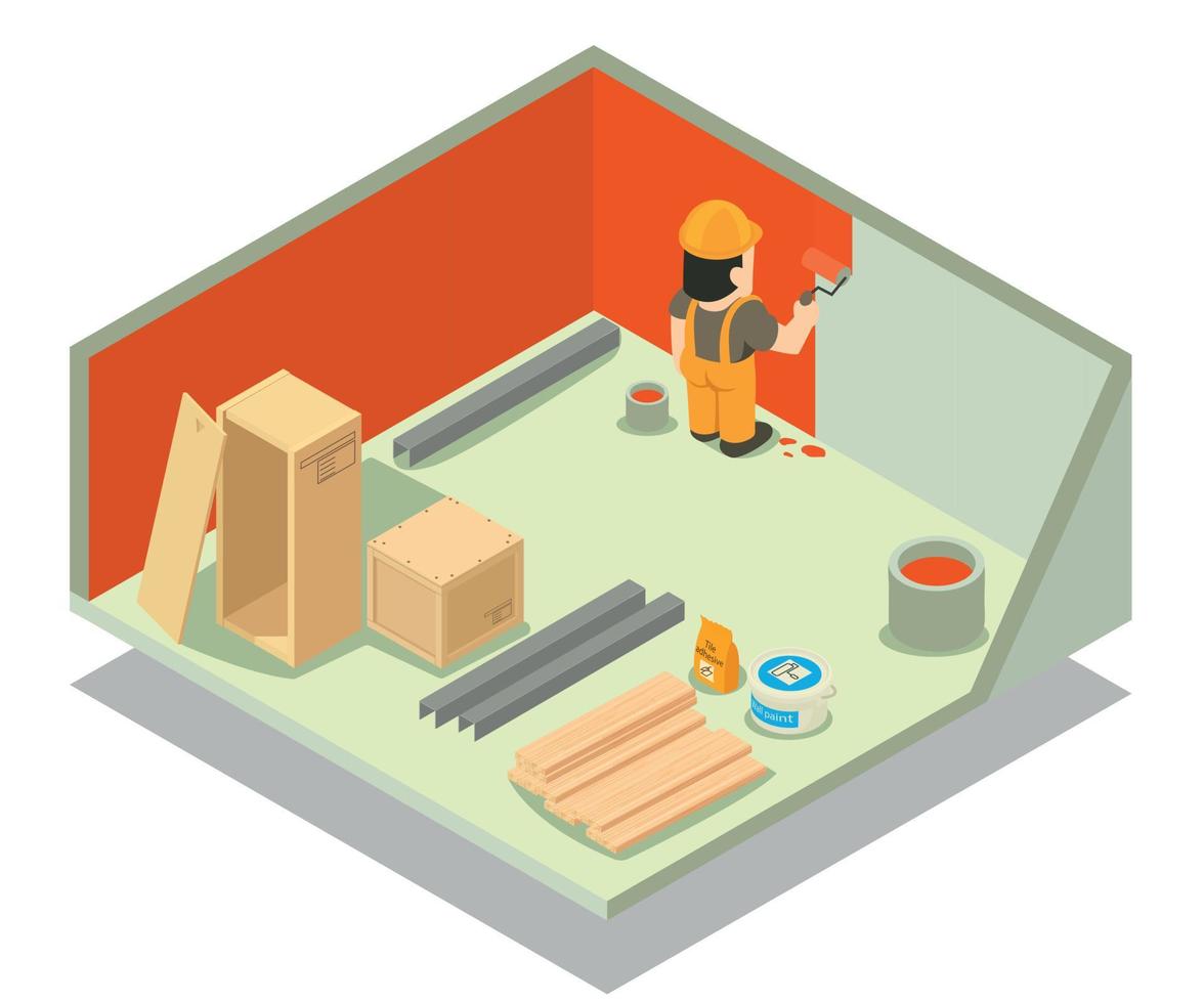 Room repair concept banner, isometric style vector